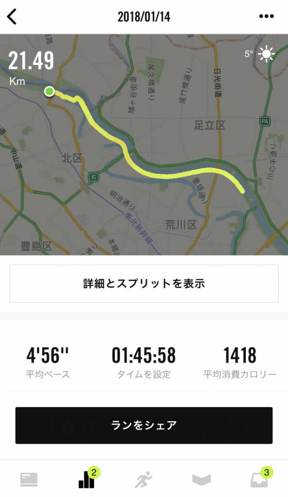 Nike+ Running の計測結果